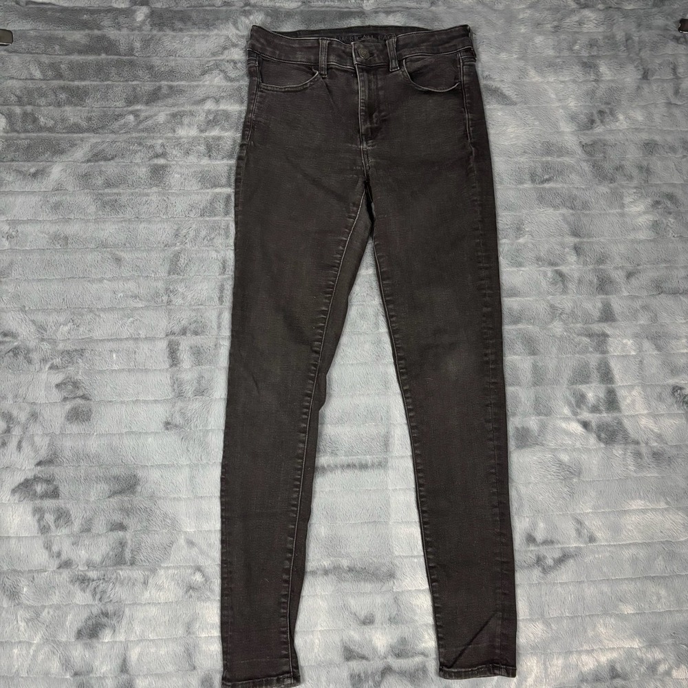 American Eagle Ne(x)t Level Stretch Skinny Jeans Black High Rise Womens 8 Long